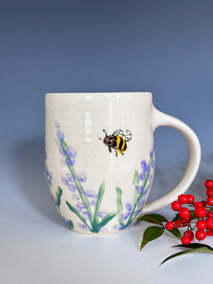 Hand Painted Whimsical Bee  Mug