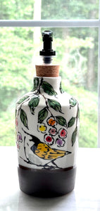 Hand Painted Whimsical Birds Soap Dispenser